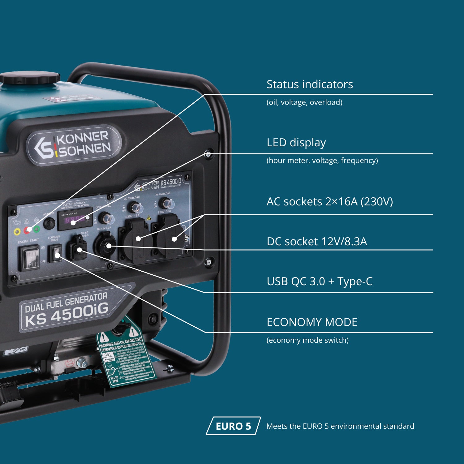 Dvoupalivový invertorový generátor KS 4500iG