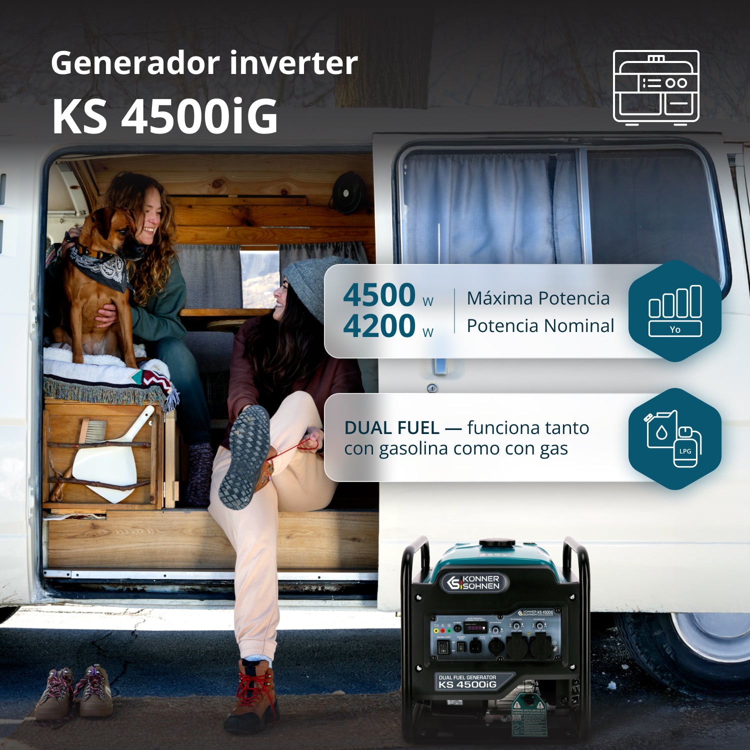 Generador inverter de doble combustible KS 4500iG