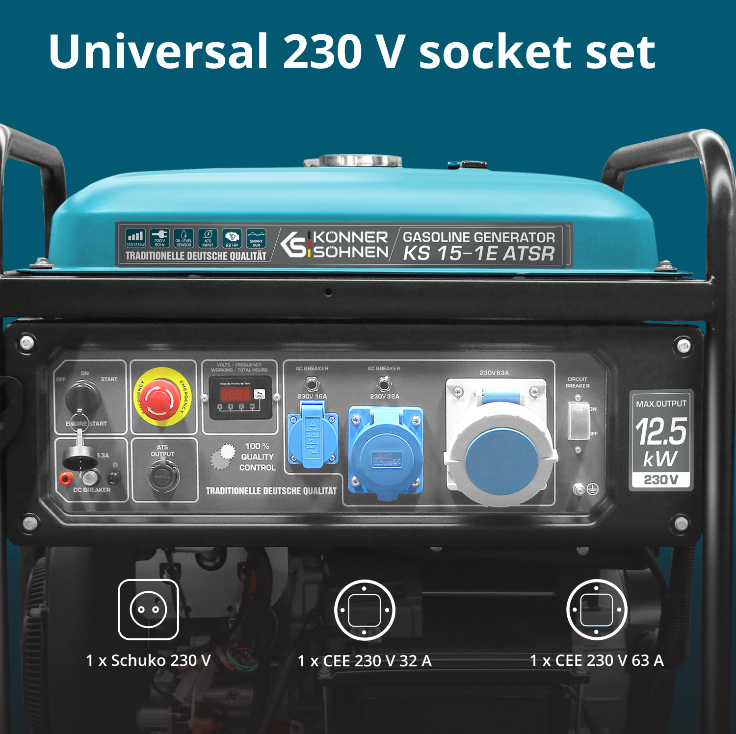 Benzínový generátor „Könner & Söhnen“ KS 15-1E ATSR