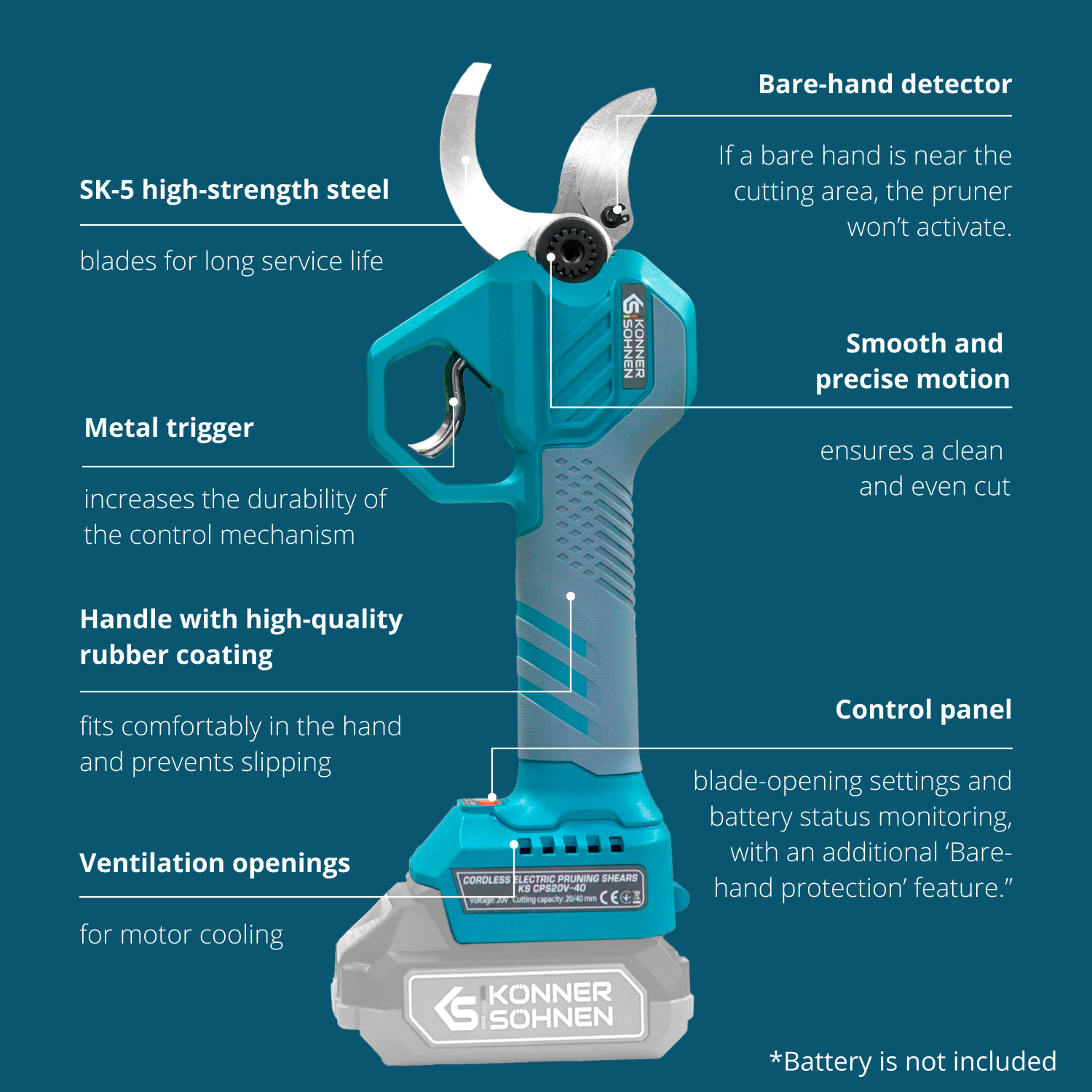 Tesoura de Poda Elétrica Sem Fios KS CPS20V-40