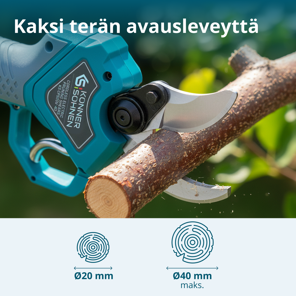 Johdottomat sähköiset oksasakset KS CPS20V-40 Case