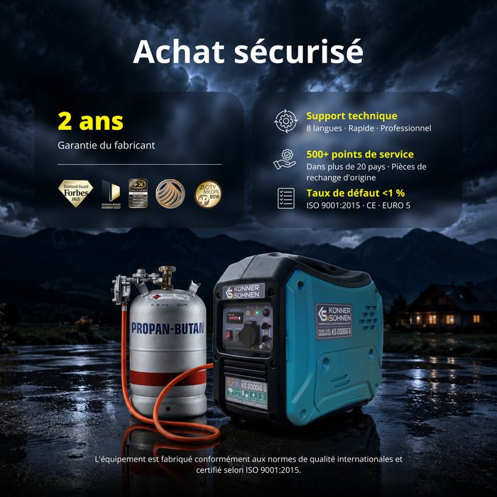 Groupe électrogène à essence-gaz de type inverter KS 2000iG S
