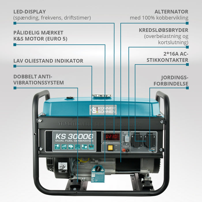 LPG/benzin generator "Könner & Söhnen" KS 3000G