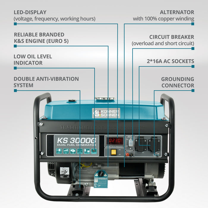 Generatore a GPL/Benzina Könner & Söhnen KS 3000G