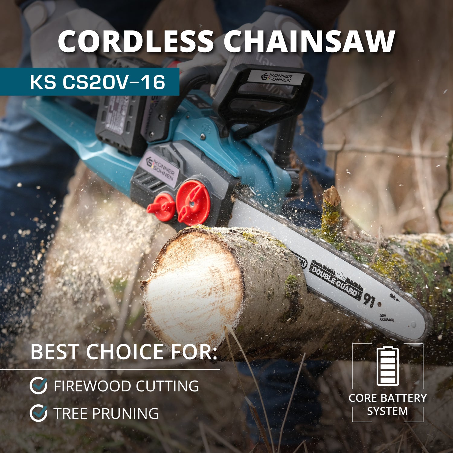 Akkukäyttöinen moottorisaha KS CS40V-16