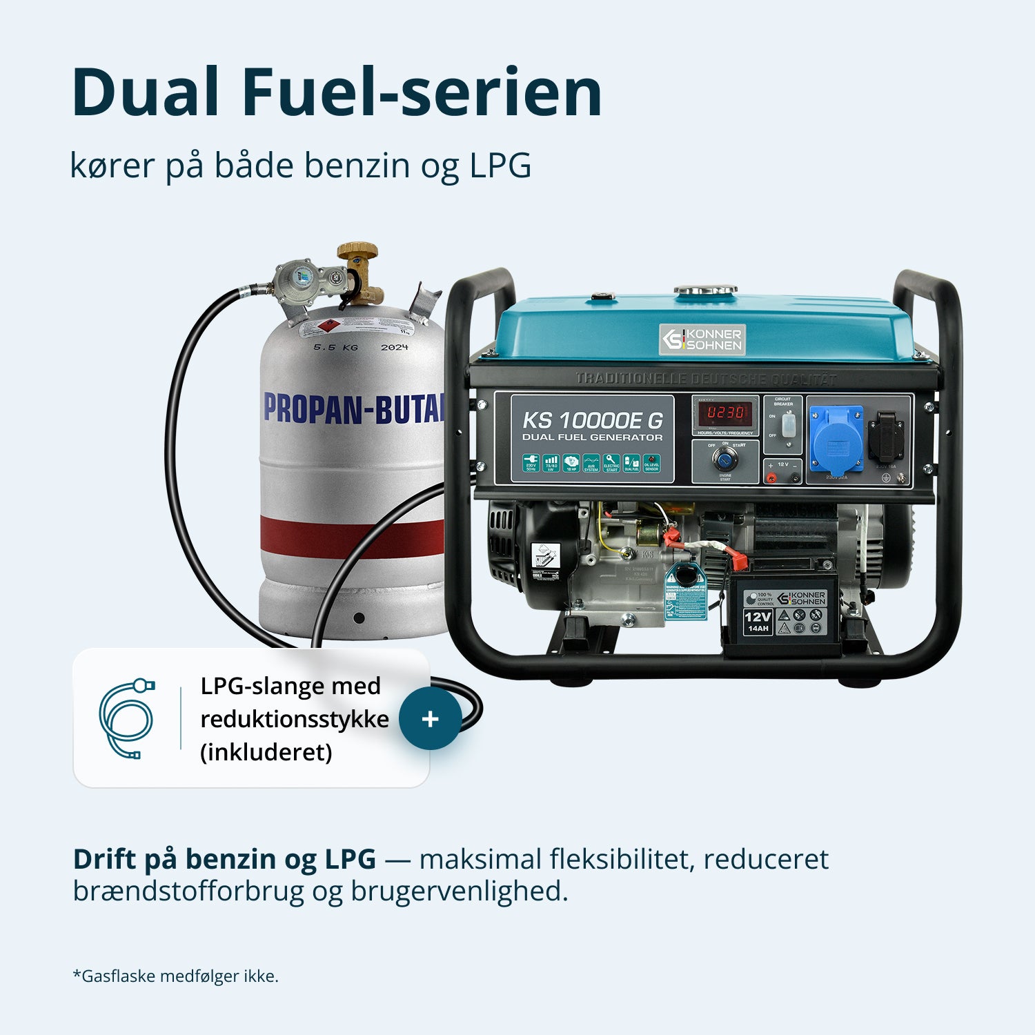 LPG/Benzin Generátor „Könner & Söhnen” KS 10000E G