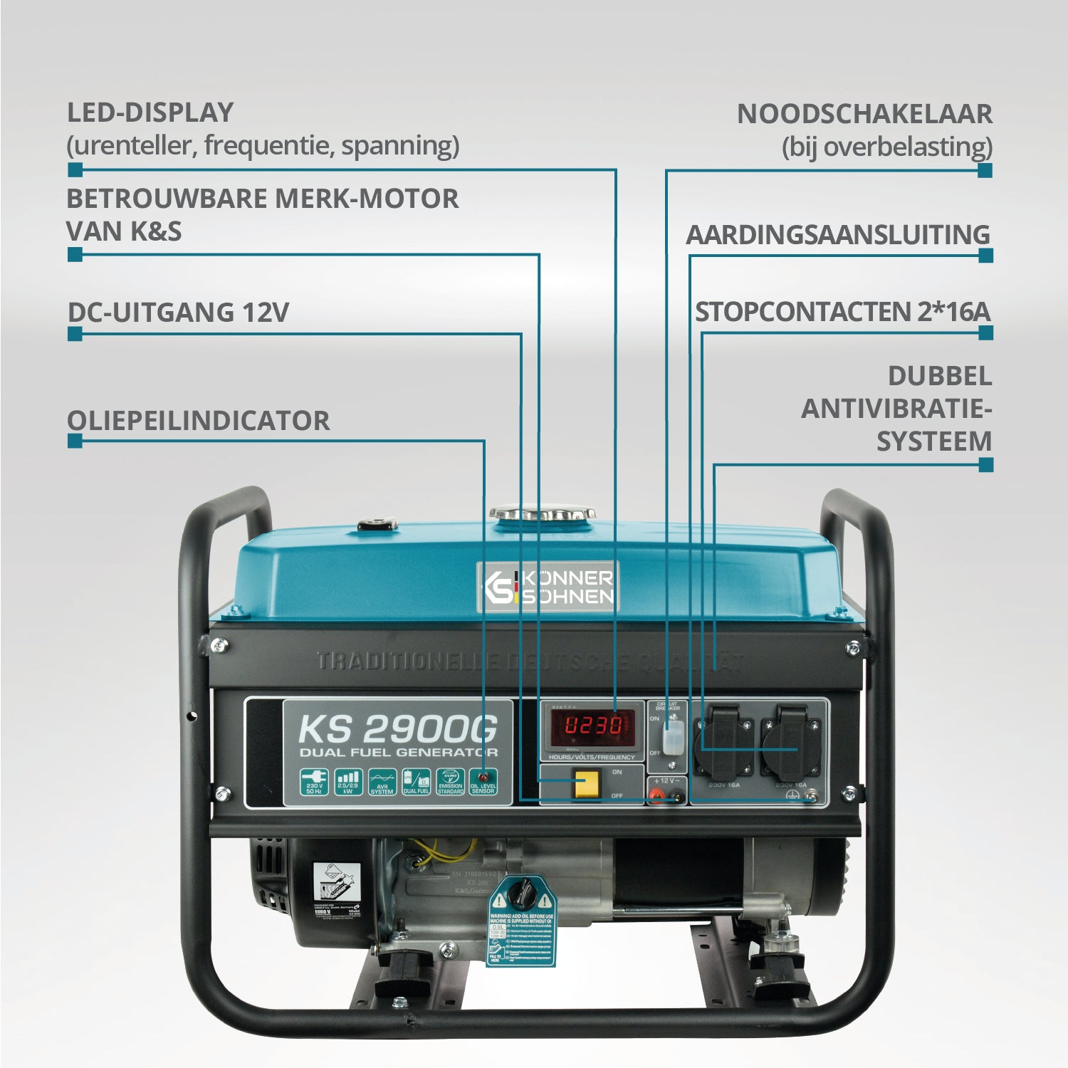 LPG/benzinegenerator "Könner & Söhnen" KS 2900G