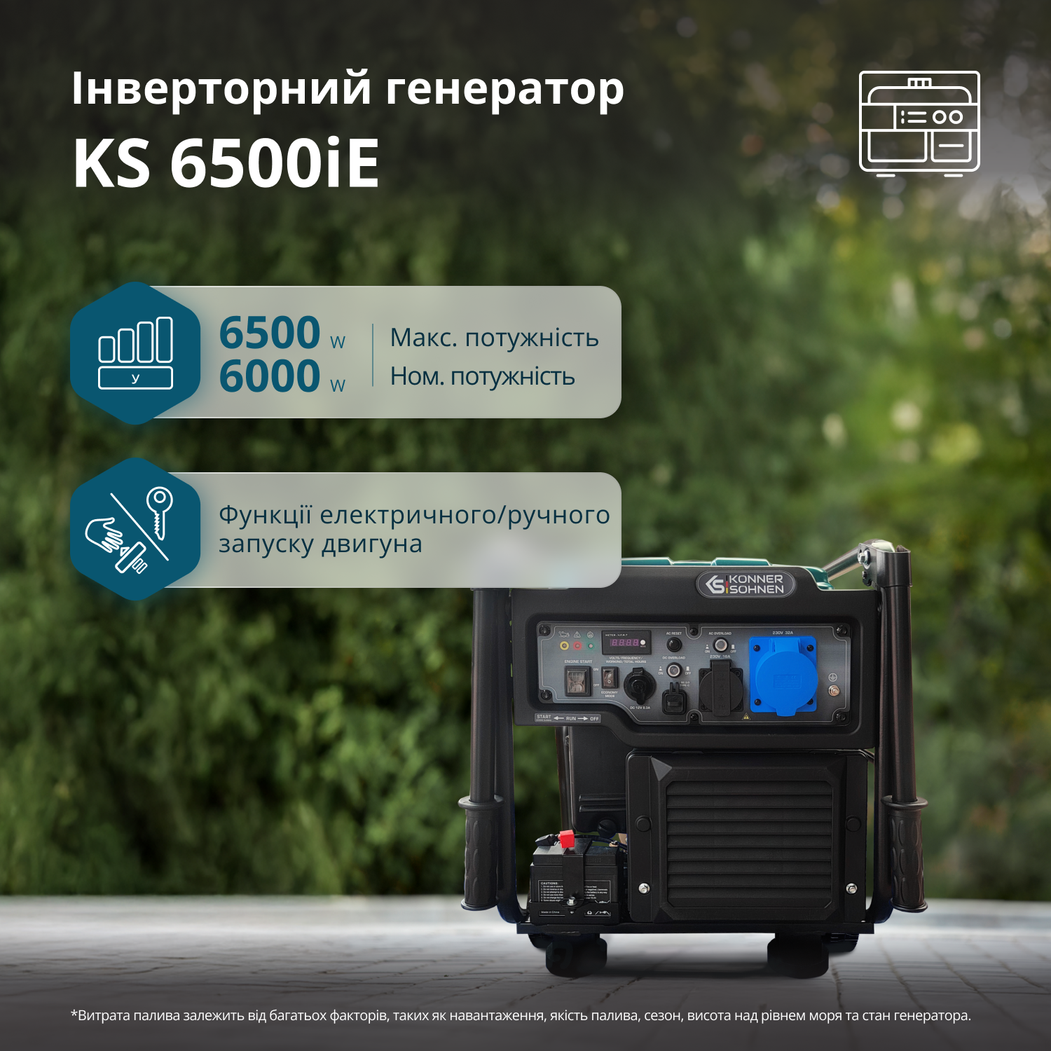 Інверторний бензиновий генератор KS 6500iE