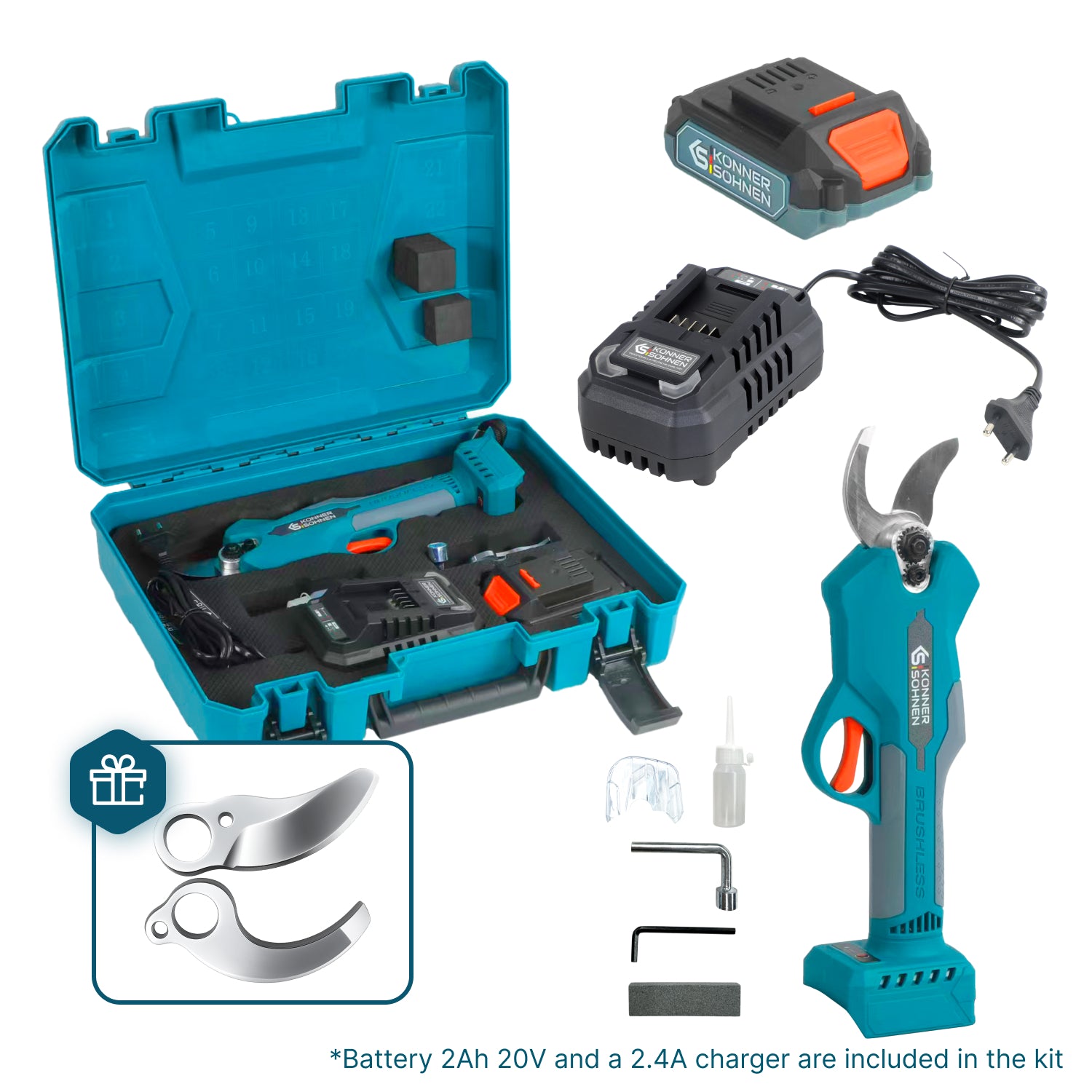 Акумулаторна ножица за подрязване KS CPS20V-32 с калъф