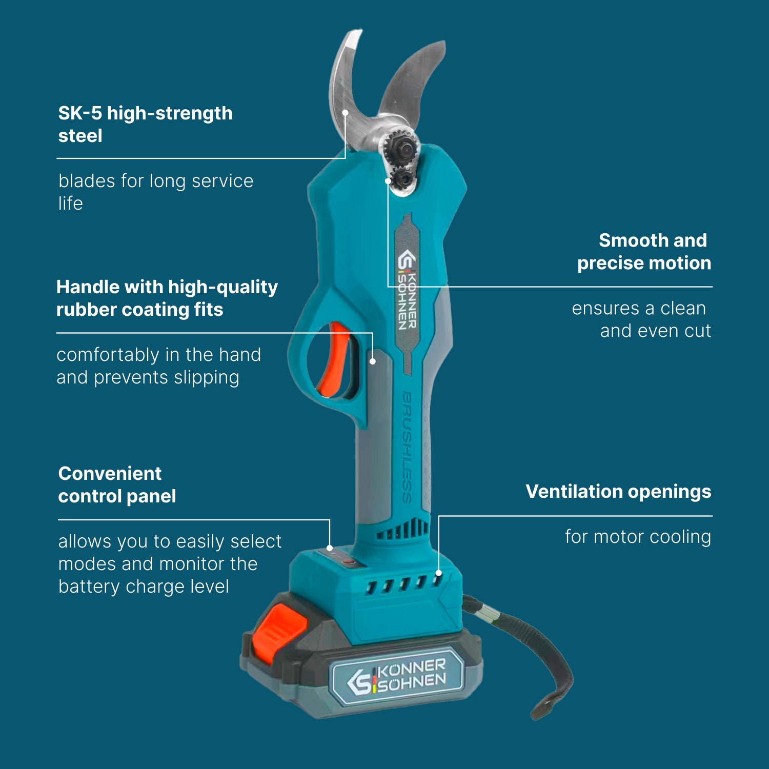 Акумулаторна ножица за подрязване KS CPS20V-32 с калъф