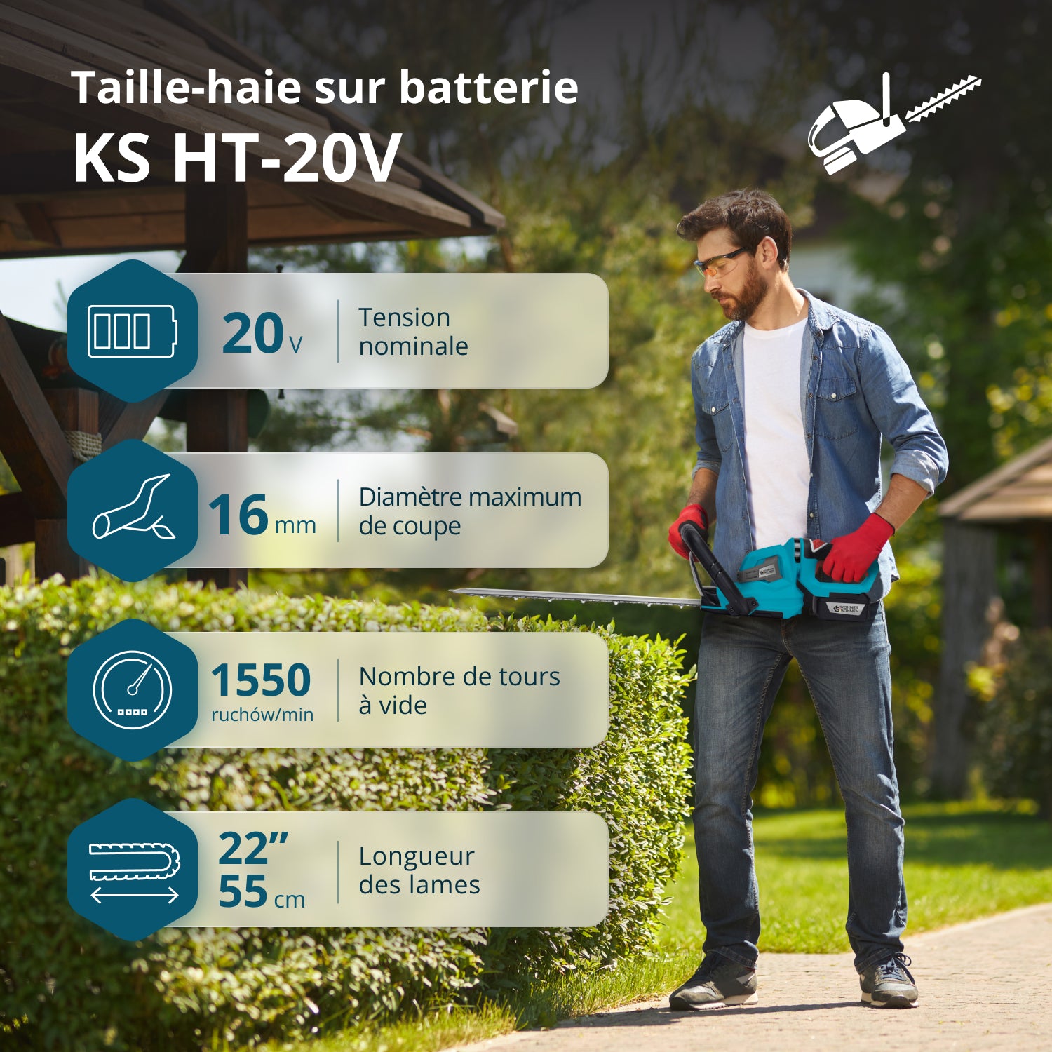 Taille-haie sur batterie KS HT-20V