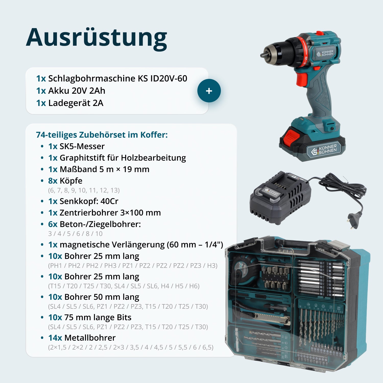 Kabelloses Meister-Set KS ID20V-60 KIT 74 