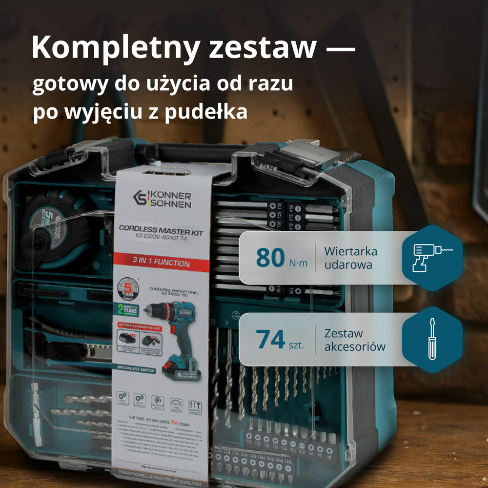 Zestaw Mistrzowski Bezprzewodowy KS ID20V-60 KIT 74 PLUS