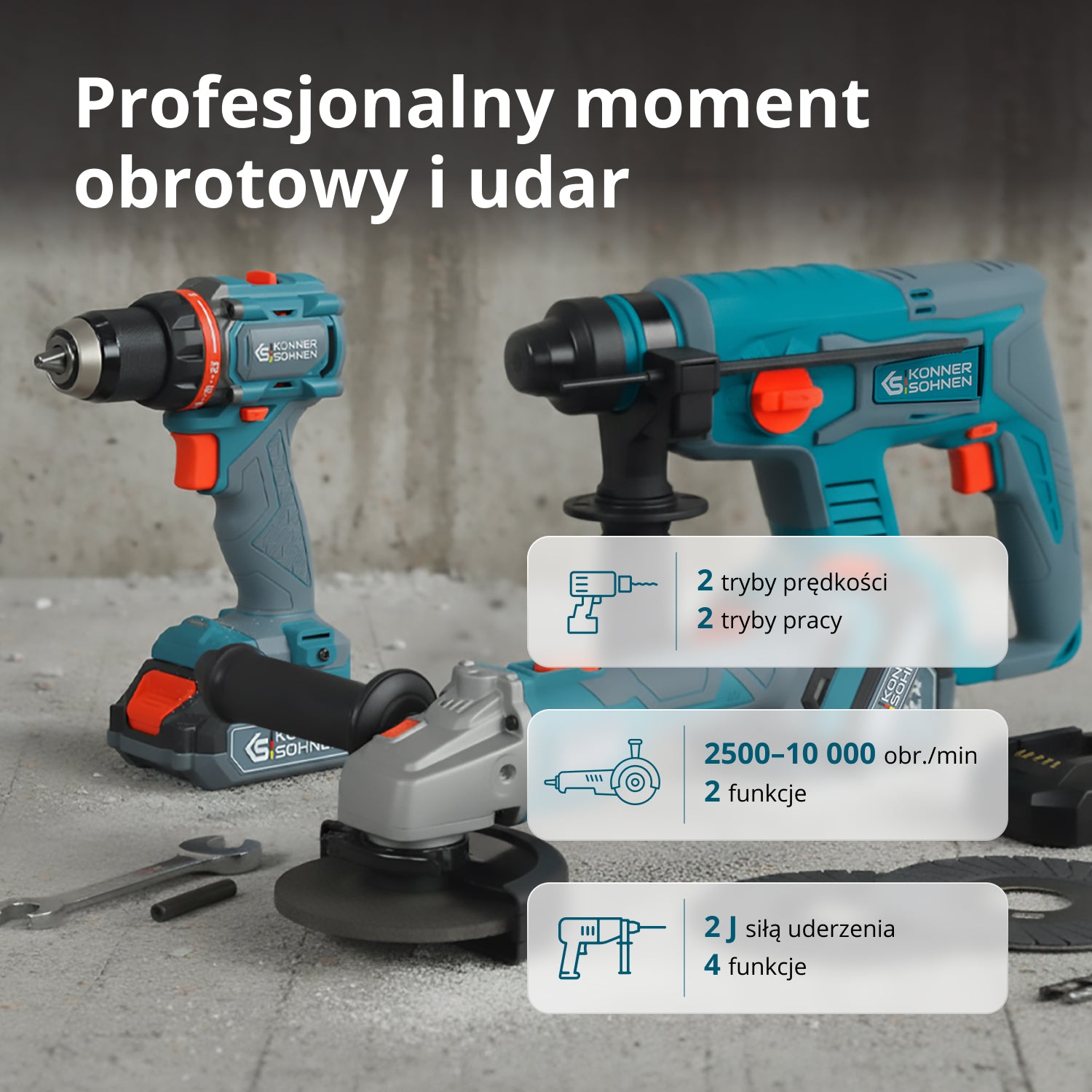 Bezprzewodowy Zestaw Majsterkowicza 3-w-1 KS RHAGD 20V SET 3