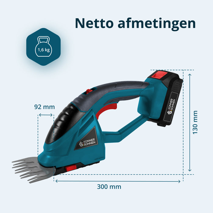 Snoerloze 2 in 1 Grasmaai- en Heggenschaar met Telescopische Verlengstok KS SHT-20V + Extension Pole