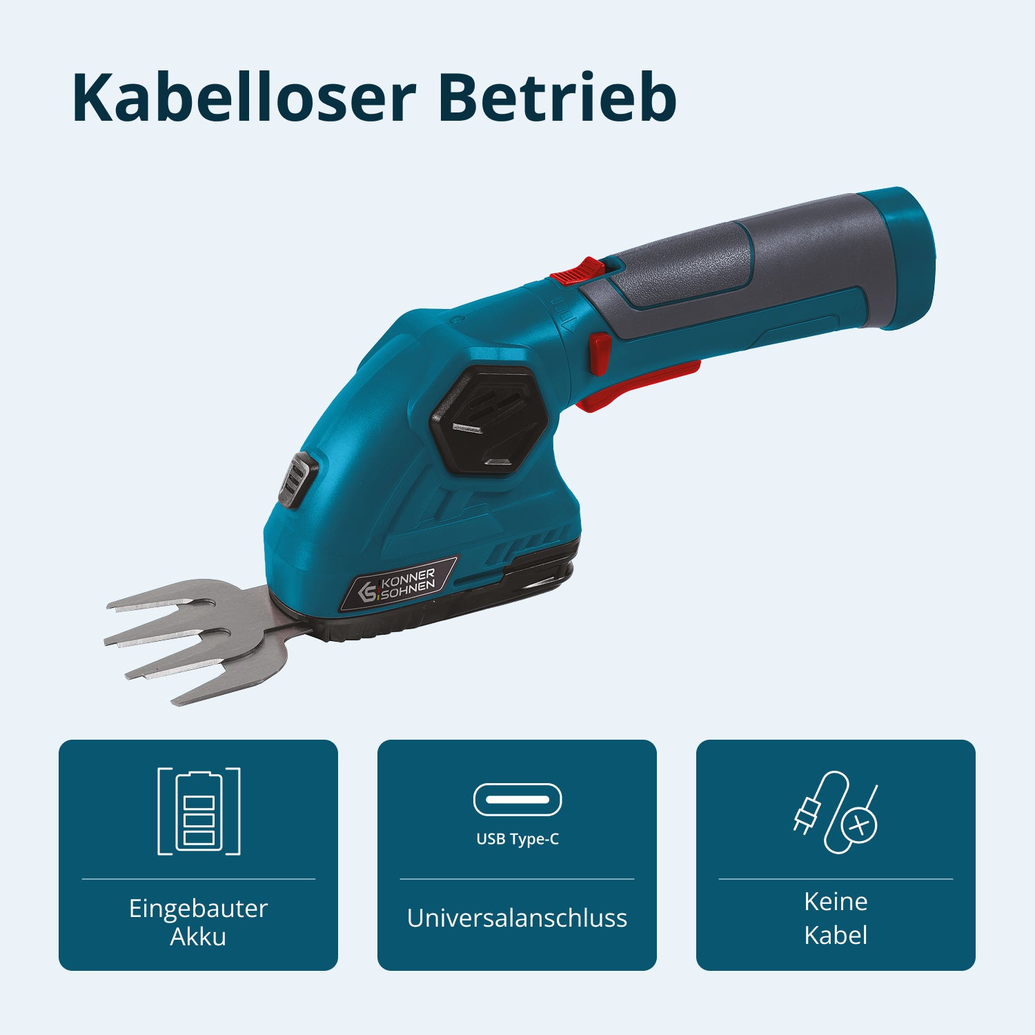 Akku-Gras- und Heckenschere 2 in 1 mit Verlängerungsgriff KS SHT-8V + Extension Pole