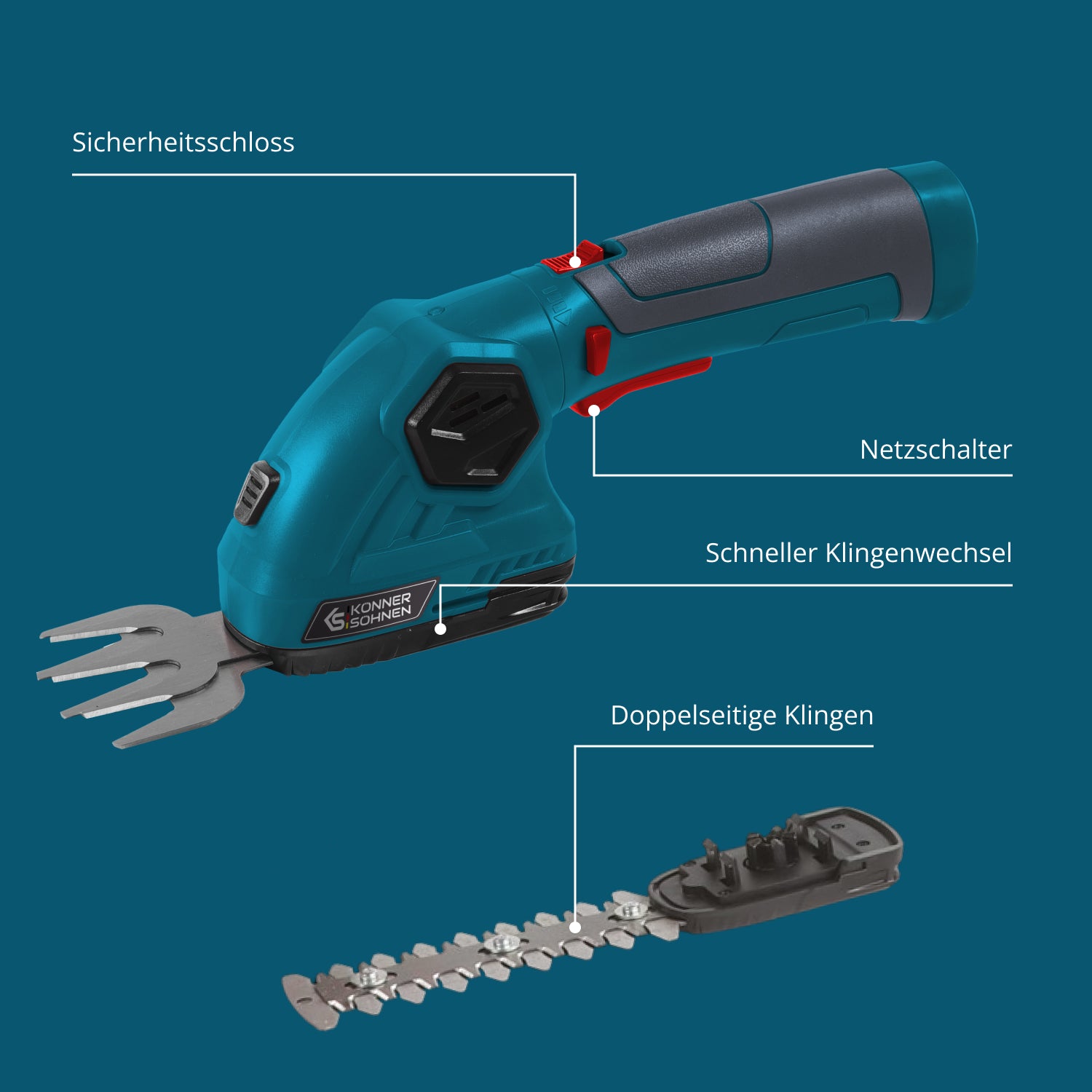 Akku-Gras- und Heckenschere 2 in 1 mit Verlängerungsgriff KS SHT-8V + Extension Pole
