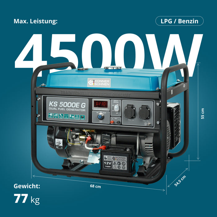 LPG/Benzin-Generator "Könner & Söhnen" KS 5000E G