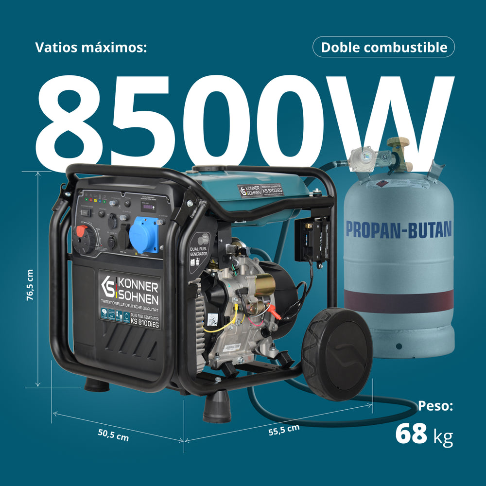 Generador inverter híbrido de gas/gasolina KS 8100iEG