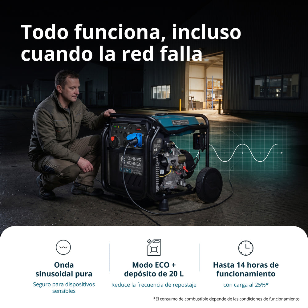 Generador inverter híbrido de gas/gasolina KS 8100iEG