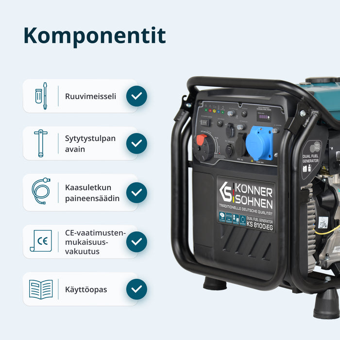 LPG/bensiini-invertterigeneraattori KS 8100iEG
