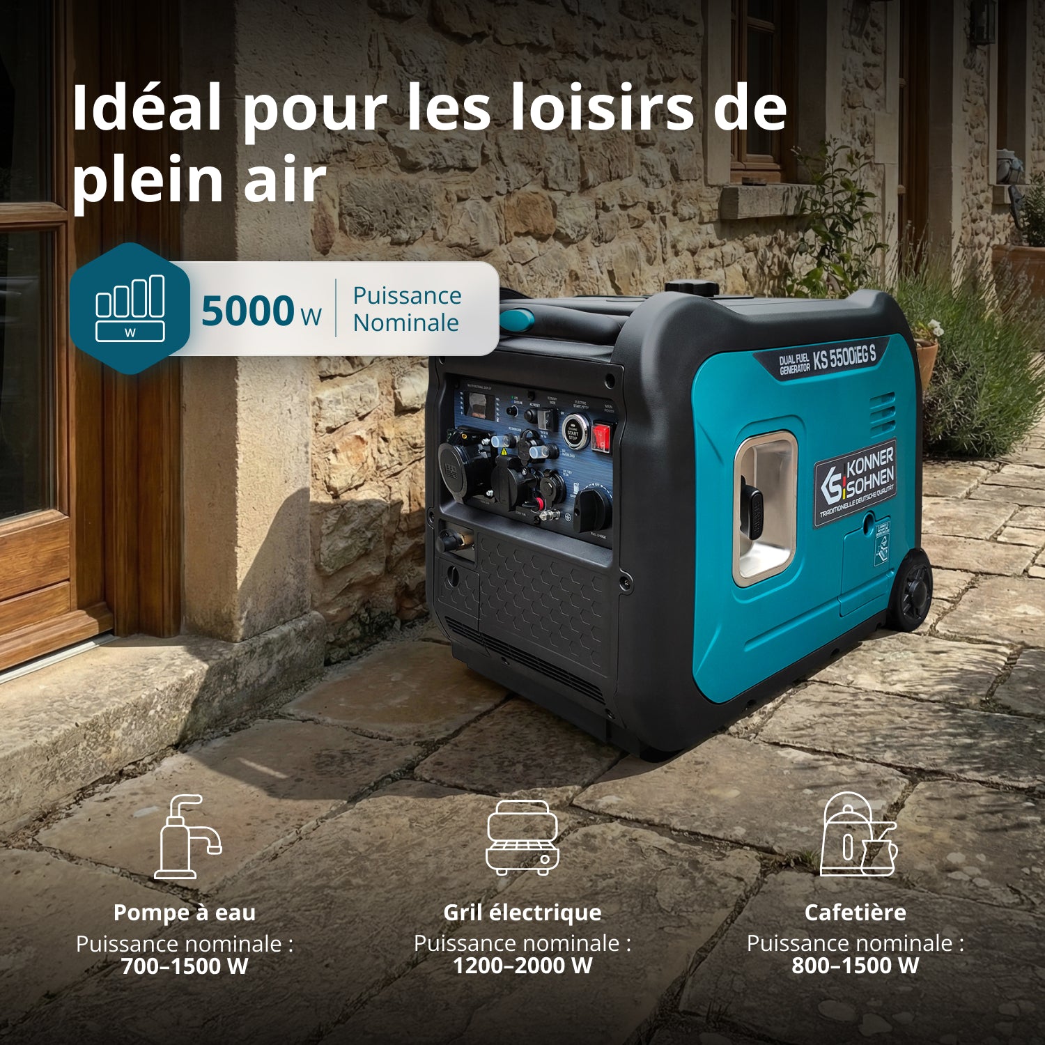 Groupe électrogène à essence-gaz de type inverter KS 5500iEG S