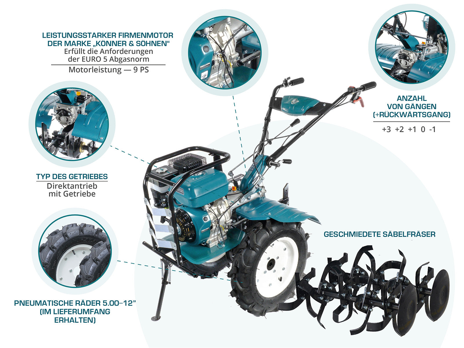 Benzin-Bodenhacke KS 9HP-1350G-3 (500)