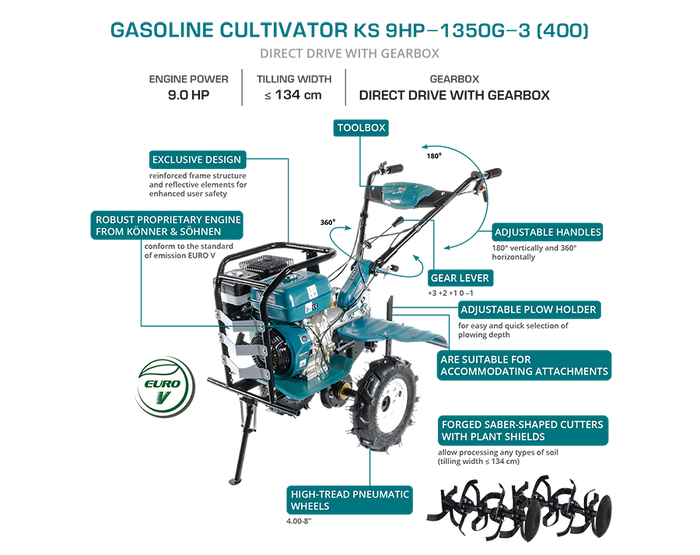 Bensiinikäyttöinen jyrsin KS 9HP-1350G-3 (400)