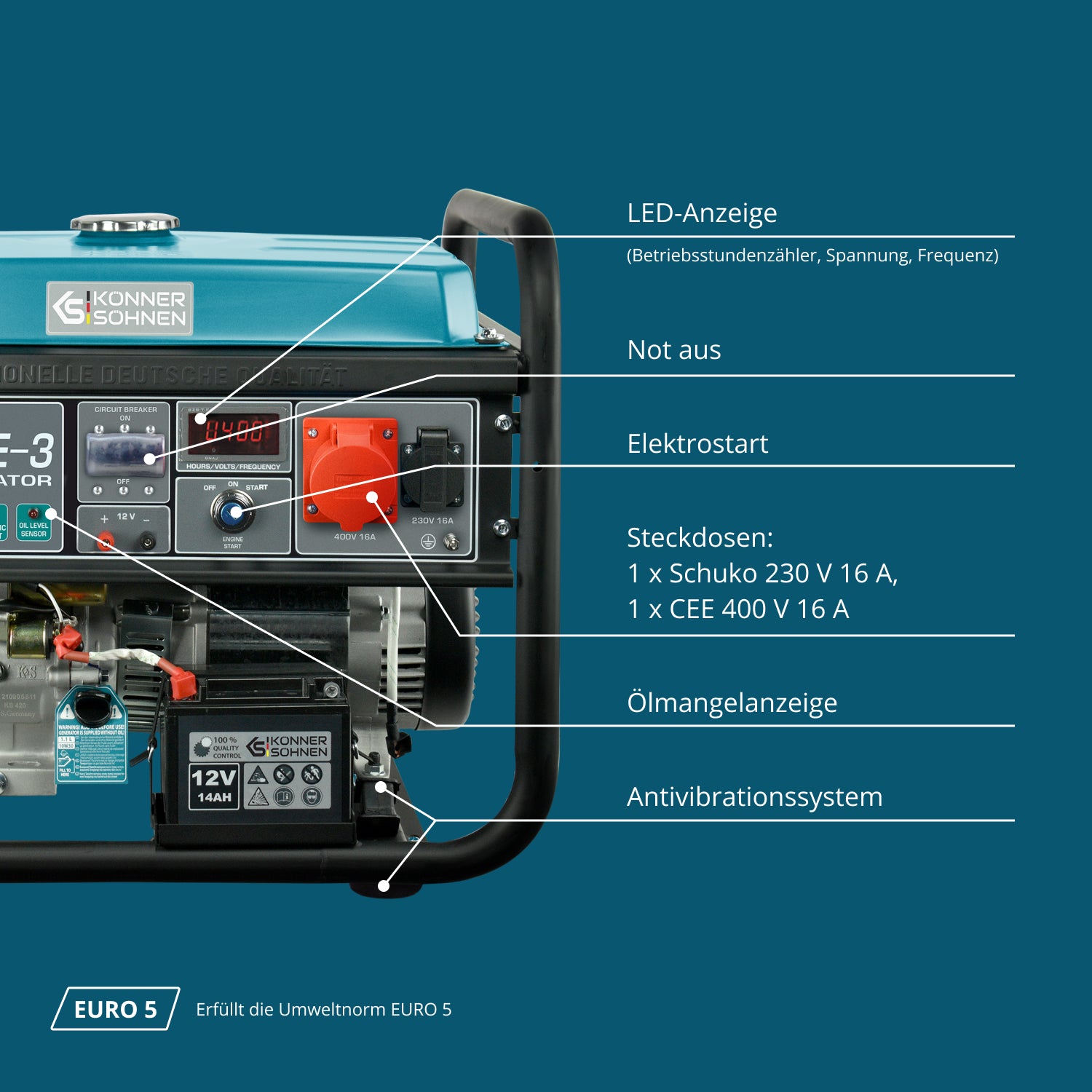 Benzin-Generator "Könner & Söhnen" KS 10000E-3