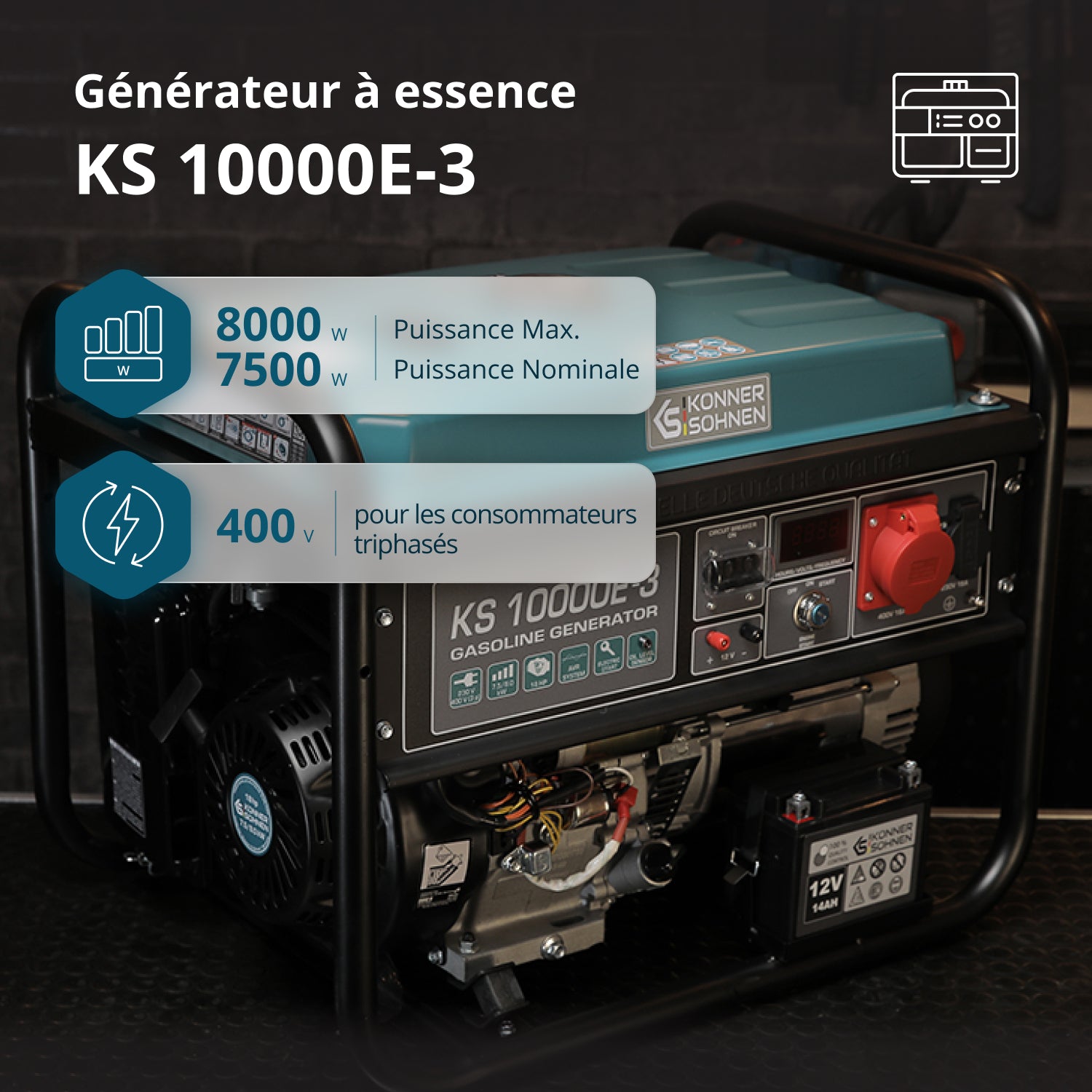 Groupe électrogène à essence "Könner & Söhnen" KS 10000E-3