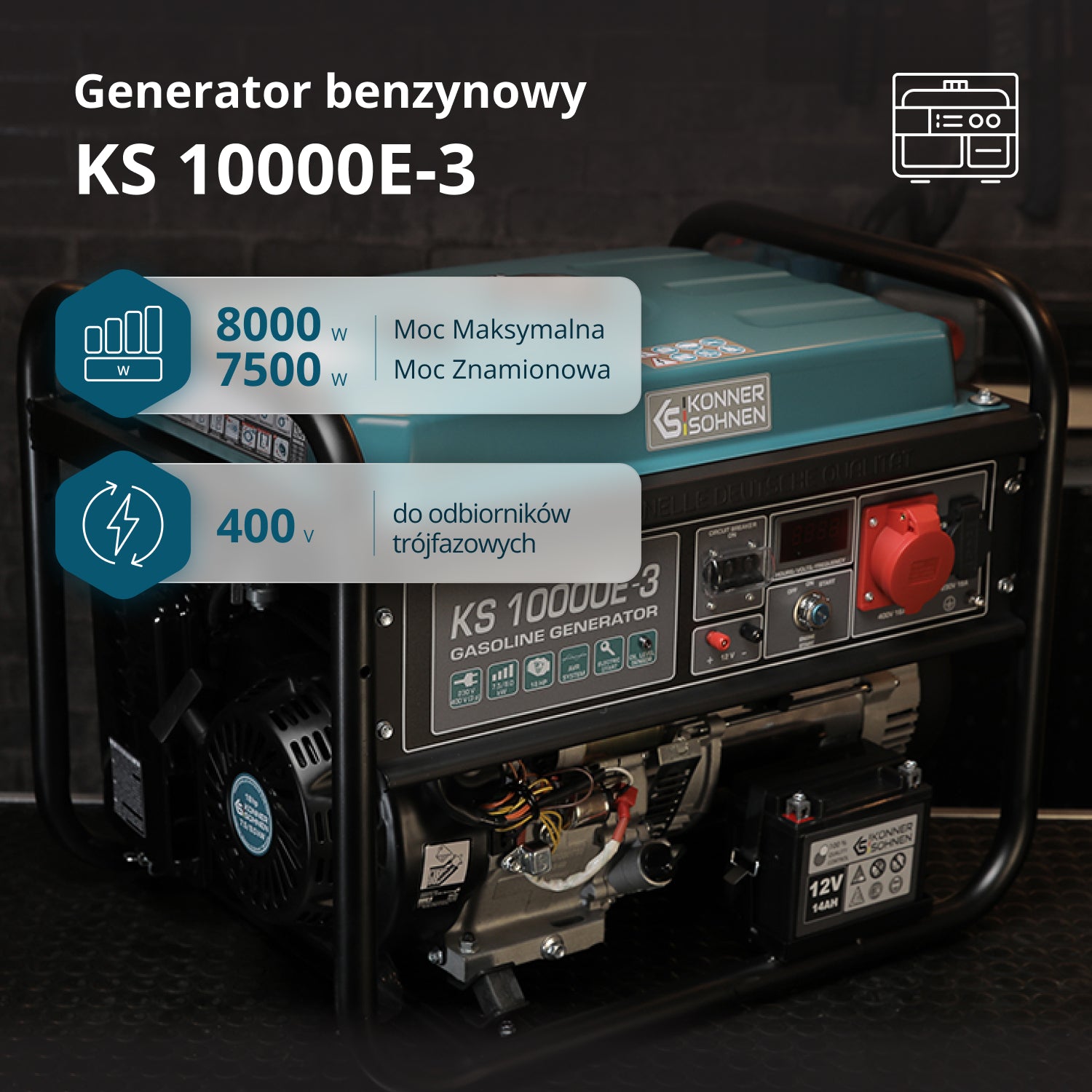 Generator benzynowy „Könner & Söhnen” KS 10000E-3