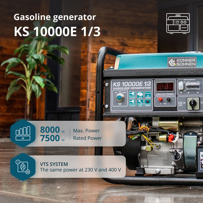 Γεννήτρια βενζίνης «Könner & Söhnen» KS 10000E 1/3