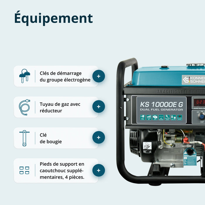 Groupe électrogène à essence/gaz "Könner & Söhnen" KS 10000E G
