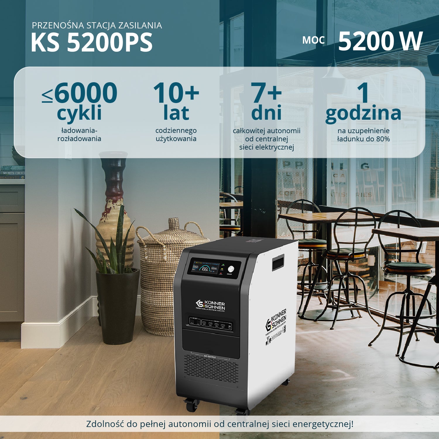 Przenośna stacja zasilania 3-w-1 KS 5200PS