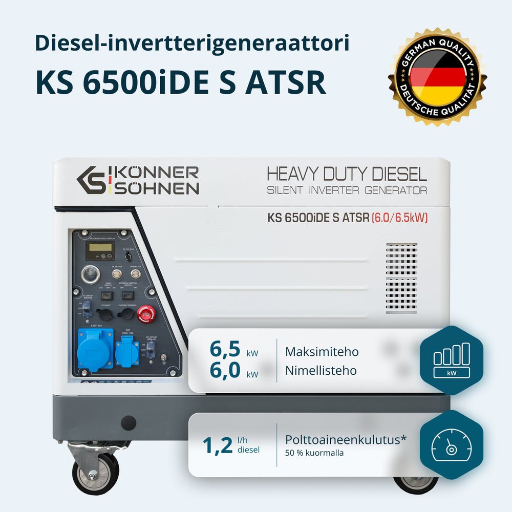 Diesel-invertterigeneraattori äänieristetyssä kotelossa KS 6500iDE S ATSR