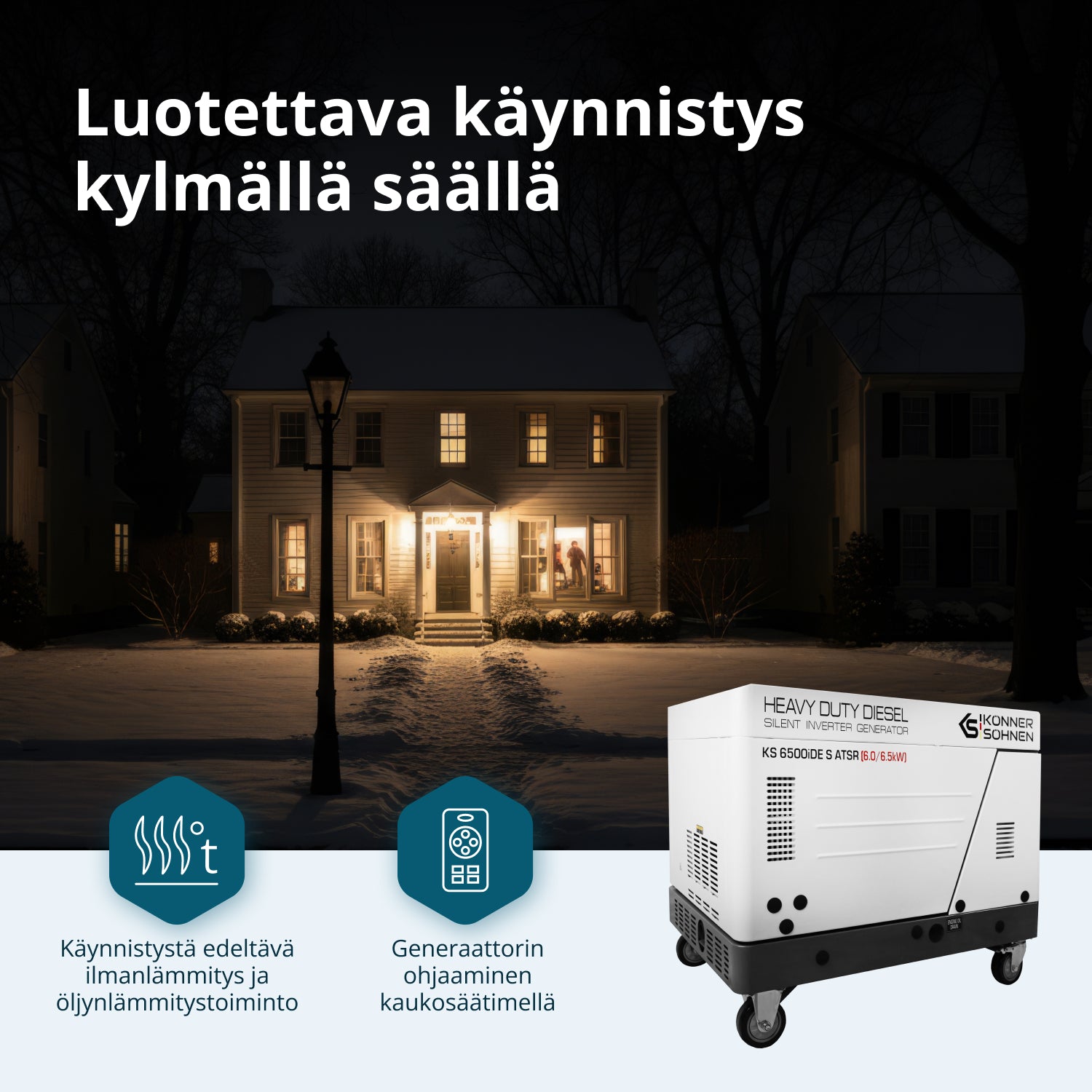 Diesel-invertterigeneraattori äänieristetyssä kotelossa KS 6500iDE S ATSR
