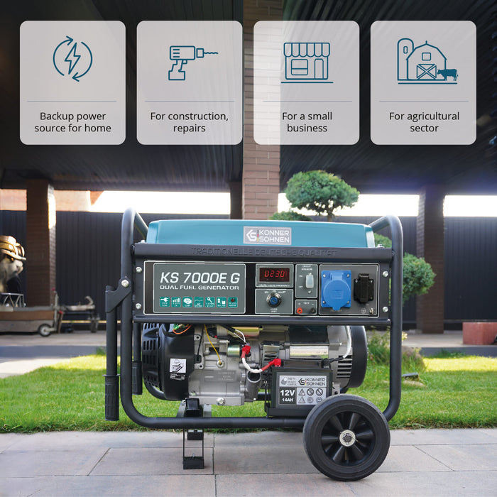 LPG/Benzin Generátor „Könner & Söhnen” KS 7000E G