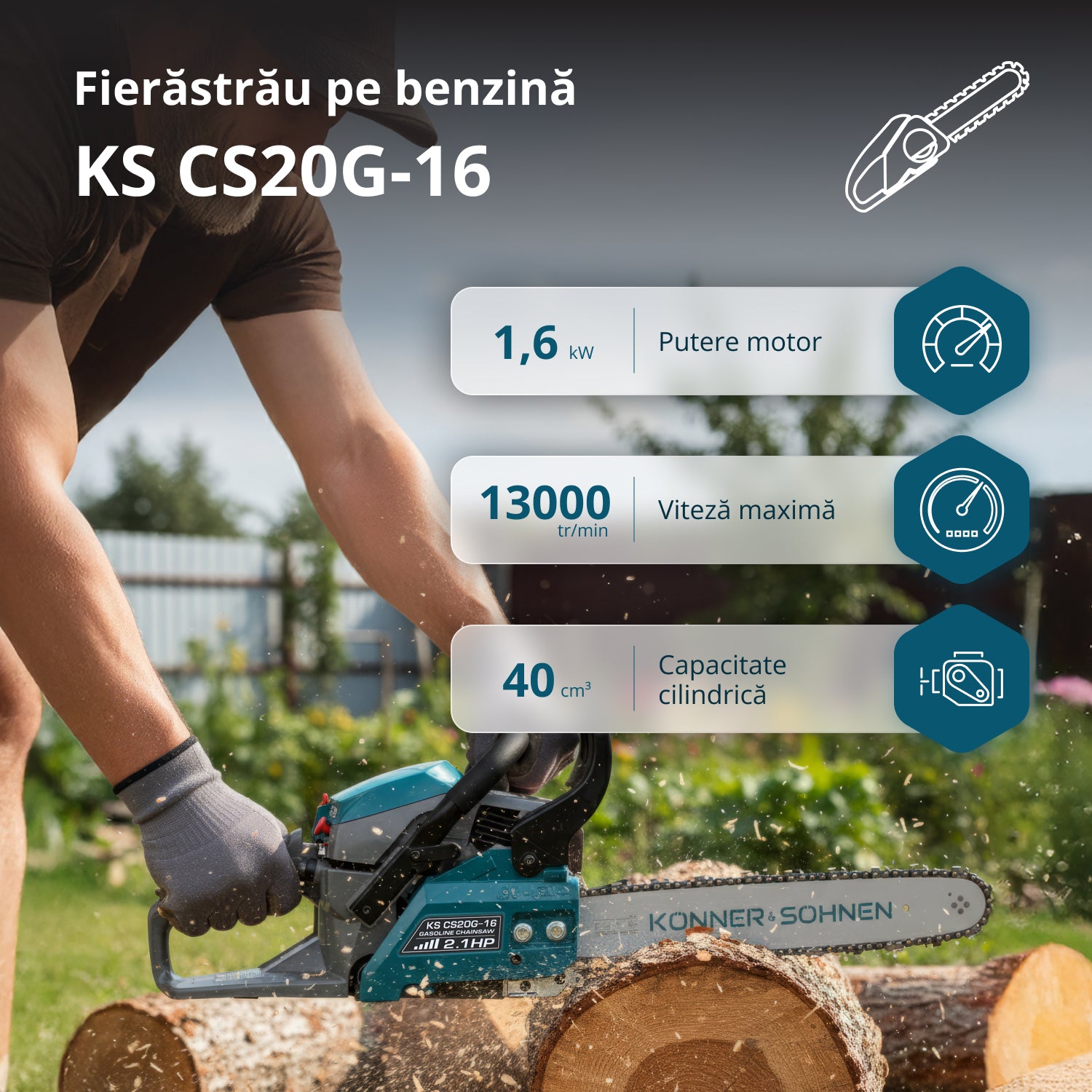 Benzinmotorsav KS CS20G-16