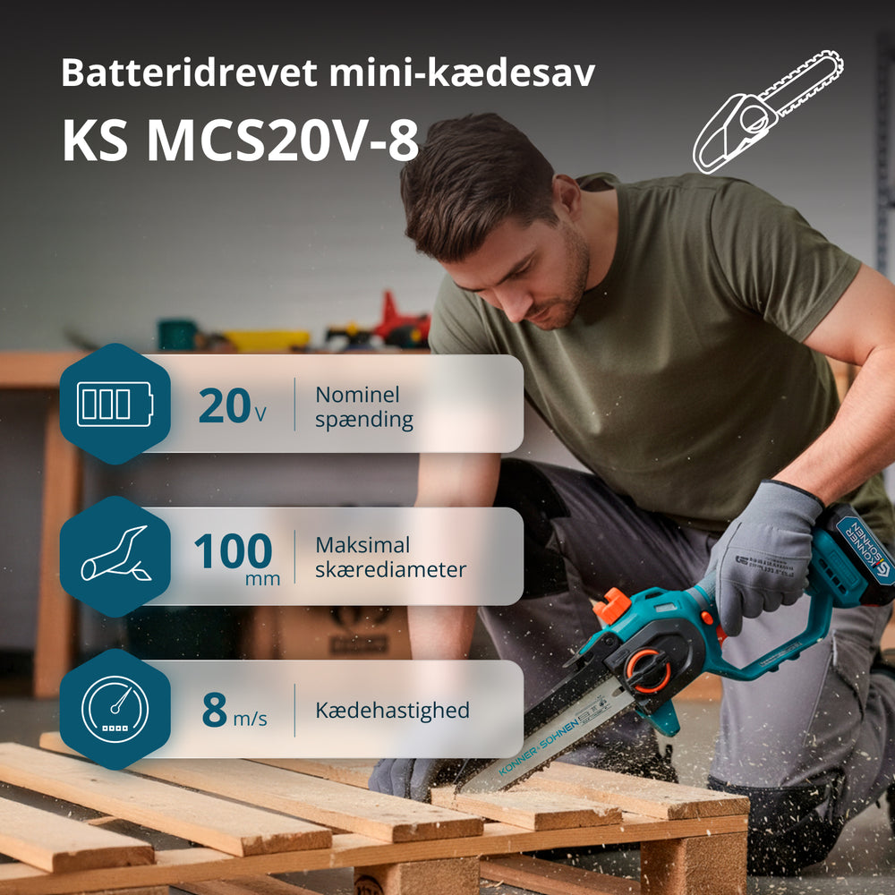 Безжичен мини верижен трион KS MCS20V-8