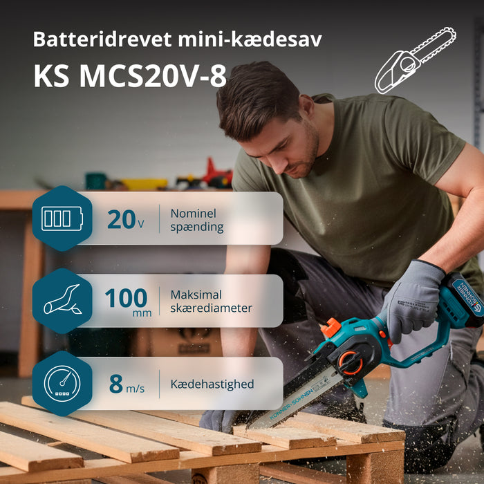 Безжичен мини верижен трион KS MCS20V-8