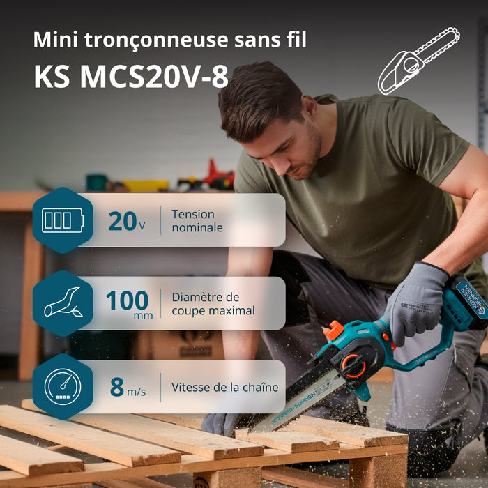 Mini-tronçonneuse à batterie  KS MCS20V-8