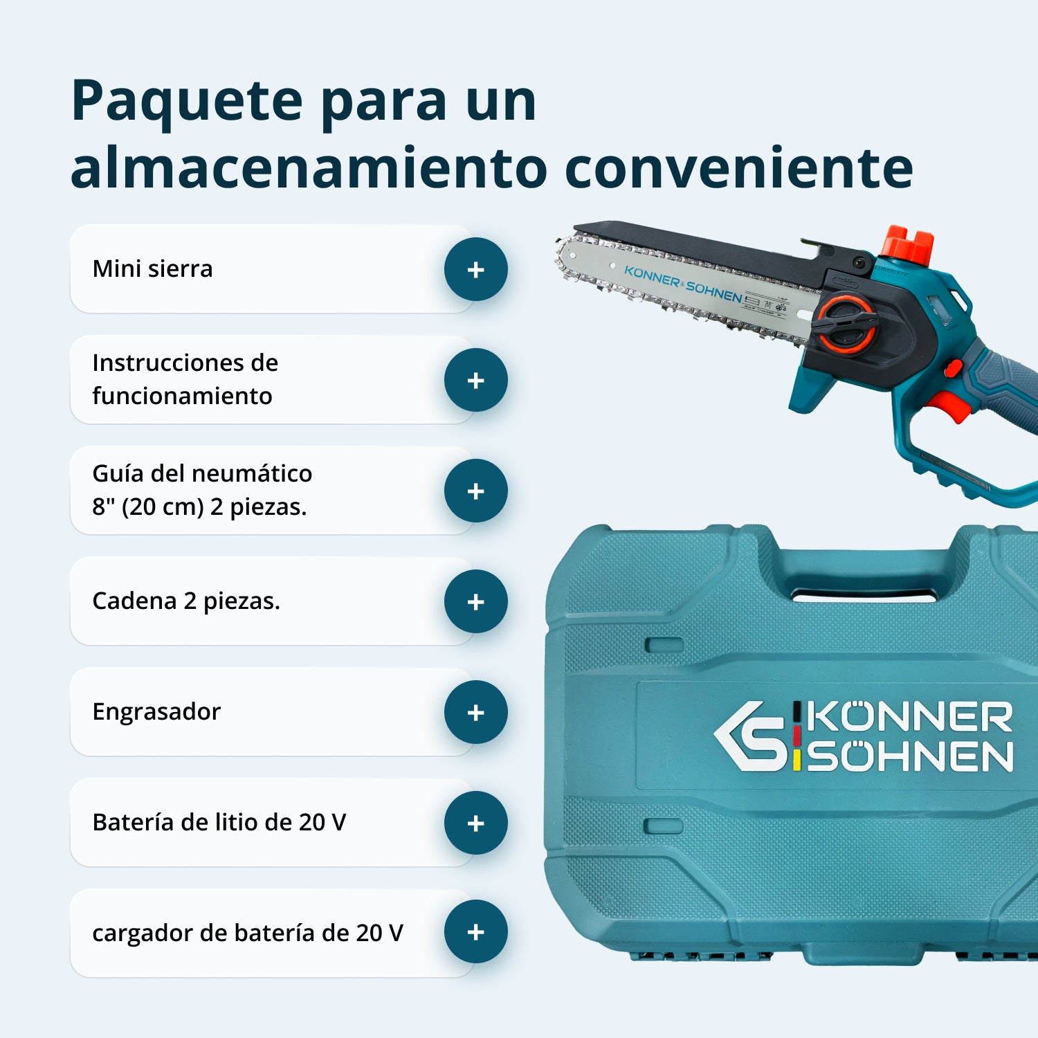 Mini motosierra a batería KS MCS20V-8 Case